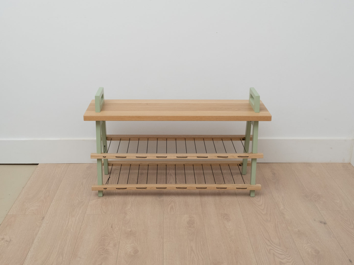 
                  
                    B3 entryway storage bench in white oak with shoe rack -Medium format 36in
                  
                