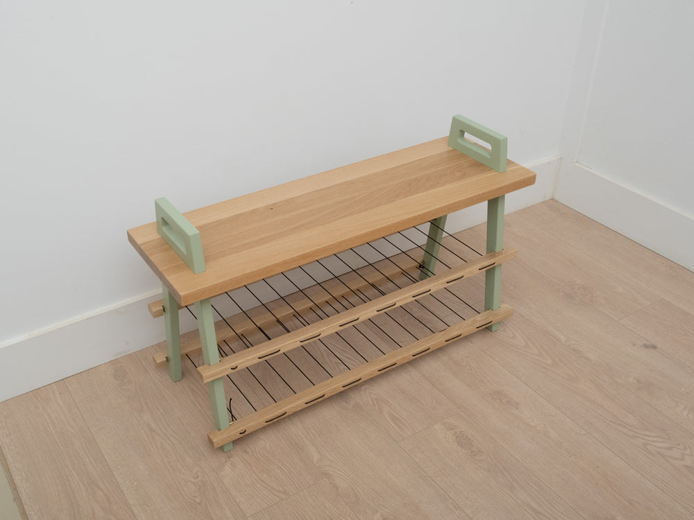 
                  
                    B3 entryway storage bench in white oak with shoe rack -Medium format 36in
                  
                