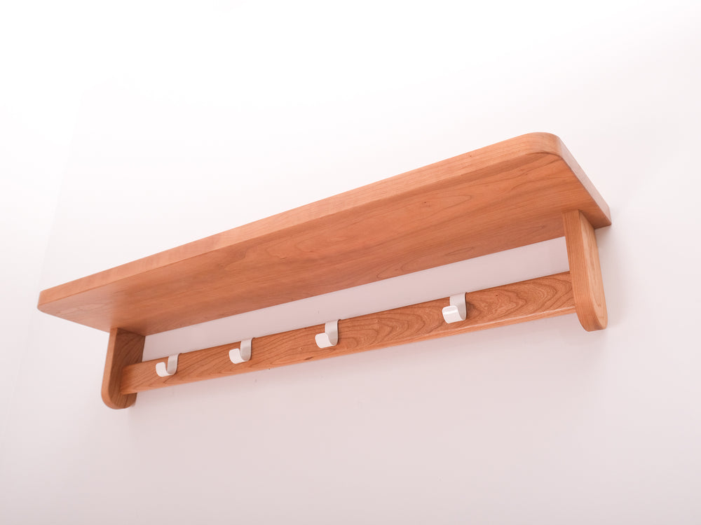 
                  
                    Tango wall shelf with coat rack and hooks - large format - Cherry - DEMO
                  
                